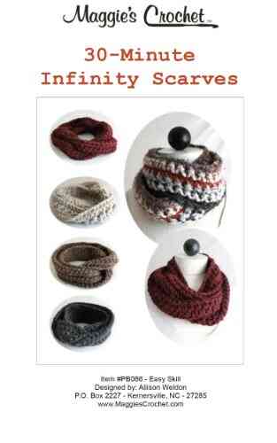 Crochet Pattern 30 Minute Infinity Scarves PB086