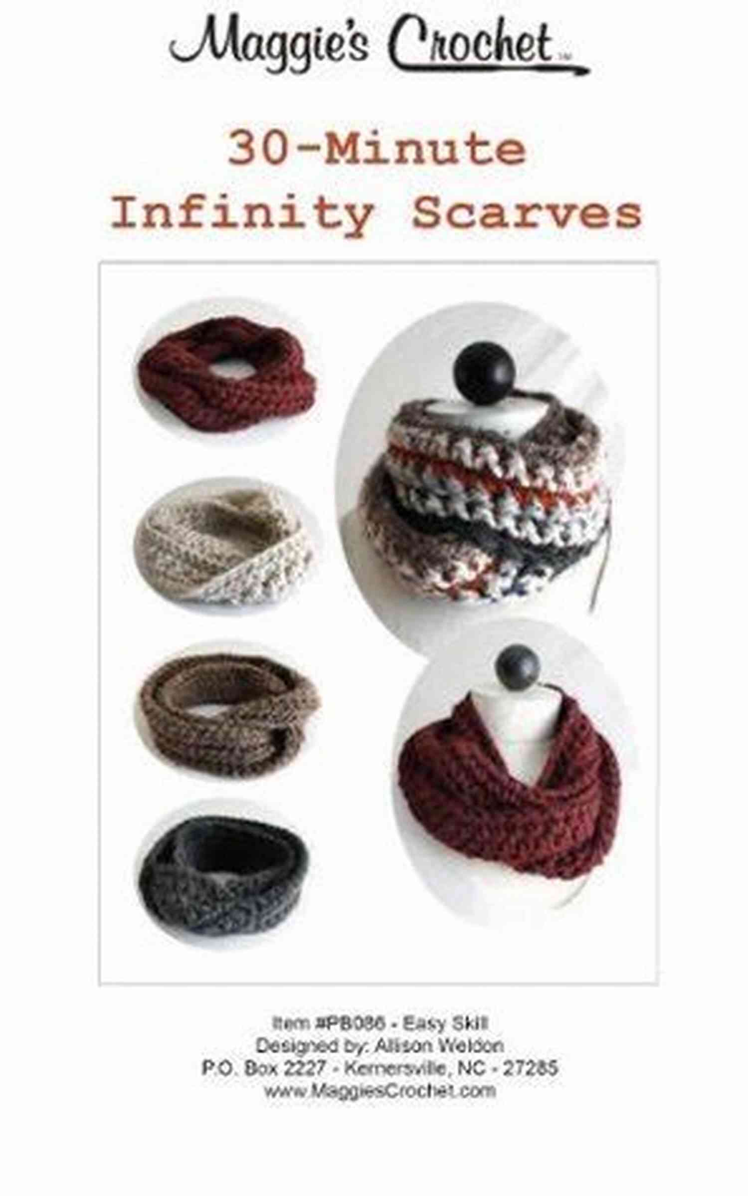 Crochet Pattern 30 Minute Infinity Scarves Pb086