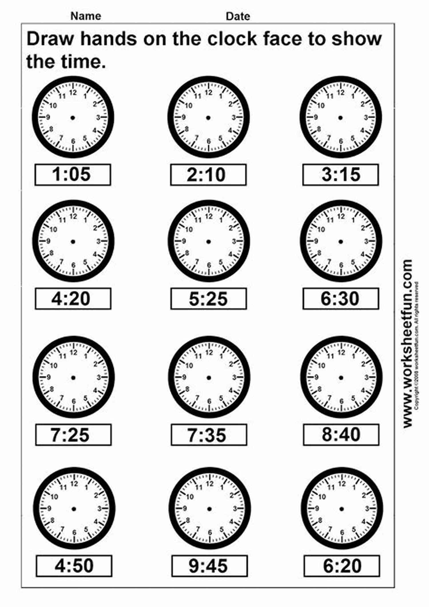 Five On The Clock Activity Sheet