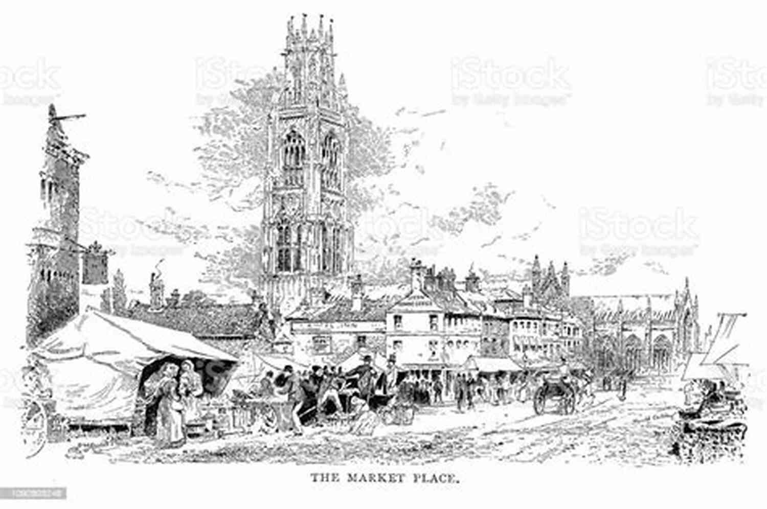 Illustration Of A Bustling Medieval Street In England The Canterbury Tales Lindsay Price