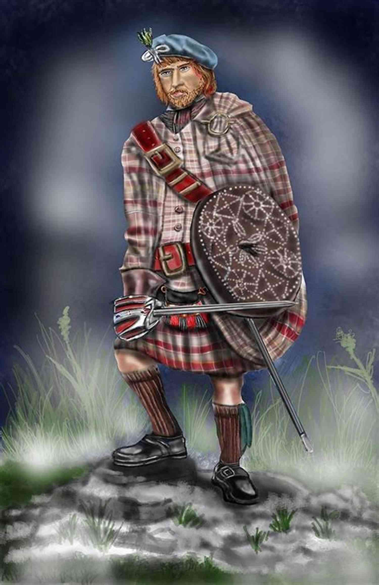 Scottish Medieval Highlander Warrior Holding A Maiden's Hand Amidst A Picturesque Landscape Saga Of A Highland Avenger: Scottish Medieval Highlander Romance