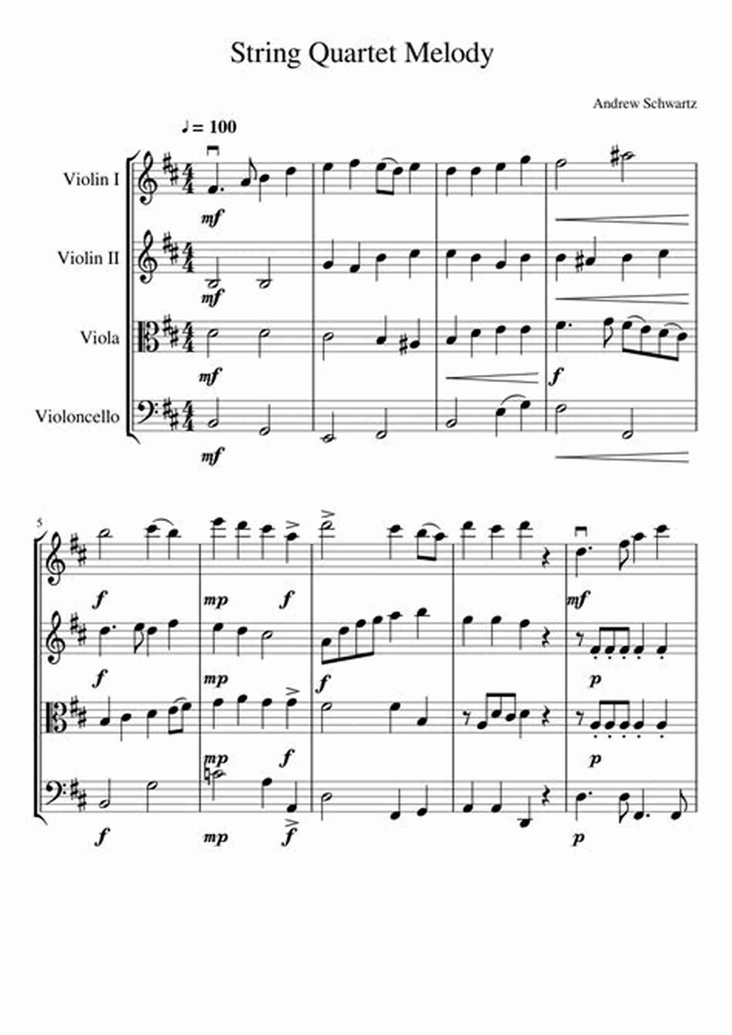 Sheet Music For String Quartet Come Thou Fount Of Every Blessing: Sheet Music For String Quartet