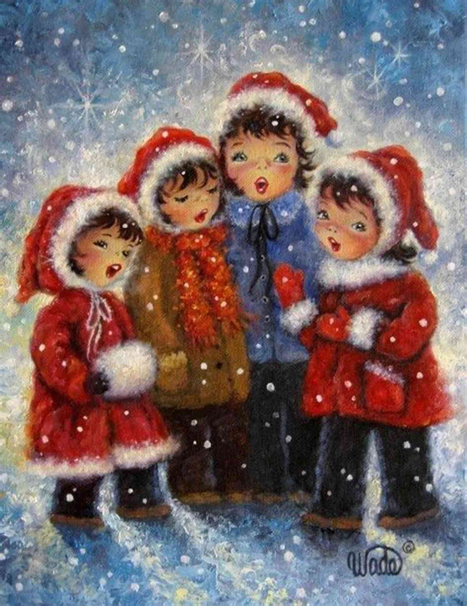 Victorians Joyfully Caroling Through The Snow Covered Streets, As Depicted In Old Christmas Illustrated Old Christmas Illustrated Lindsay Price