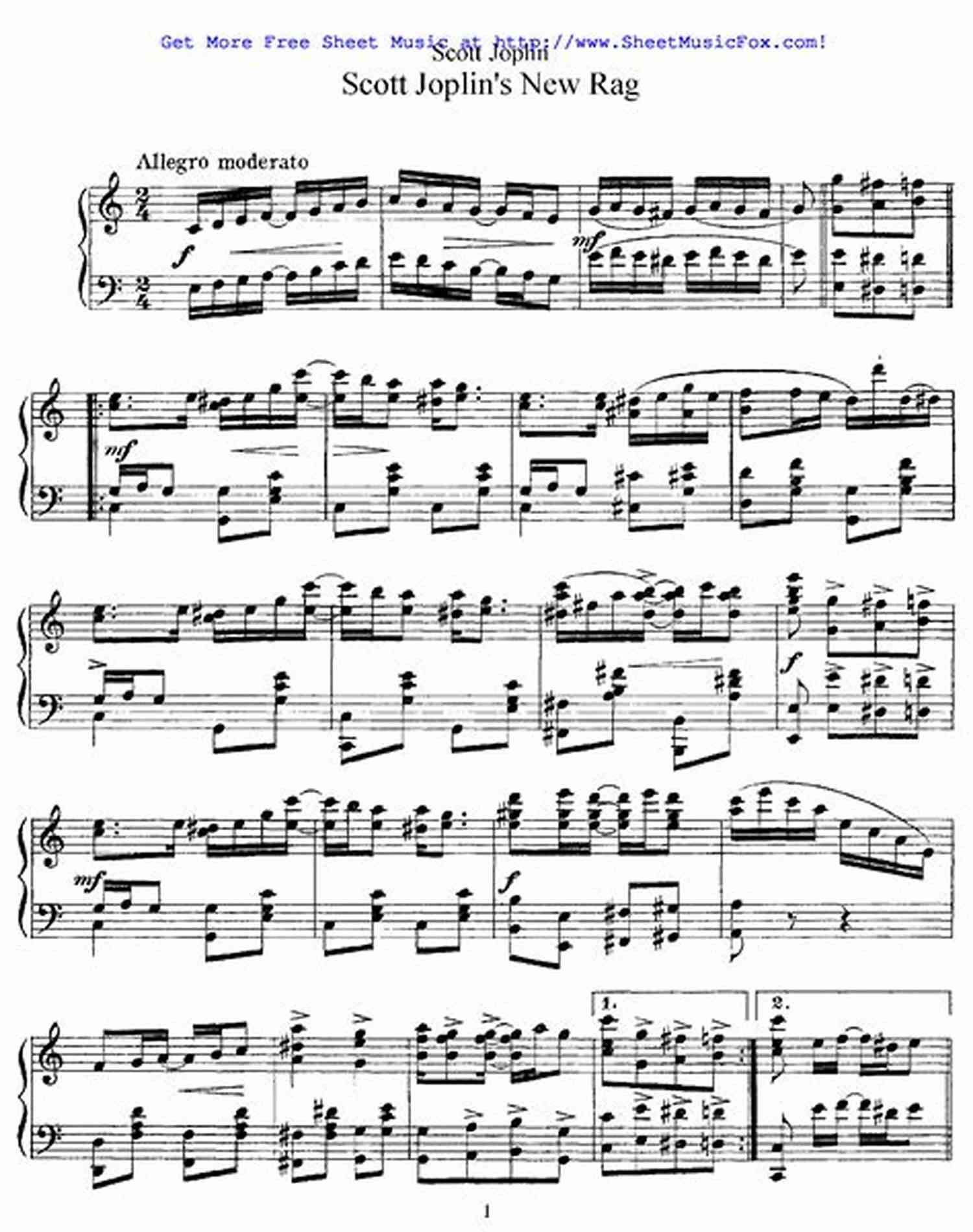 Piano Sheet Music For Scott Joplin's Original Rags Maple Leaf Rag Scott JOPLIN * Original Version * Medium Piano Sheet Music For Advanced Pianists: Big Notes * Popular Ragtime * Video Tutorial * You Should Play On Piano