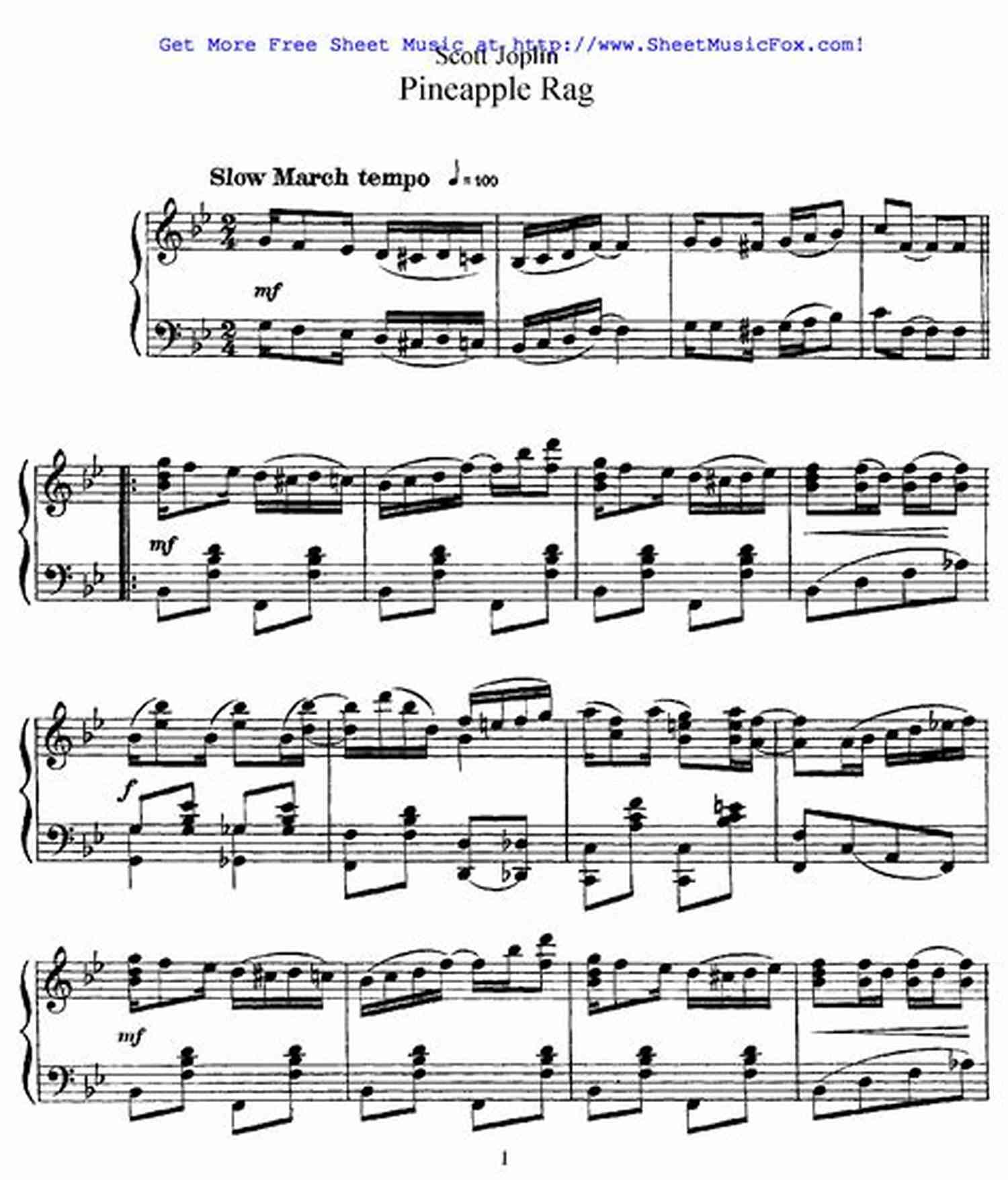 Piano Sheet Music For Scott Joplin's Pine Apple Rag Maple Leaf Rag Scott JOPLIN * Original Version * Medium Piano Sheet Music For Advanced Pianists: Big Notes * Popular Ragtime * Video Tutorial * You Should Play On Piano